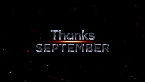 Metallic chrome text design saying thanks september with glowing light effect Stock Footage 343576028