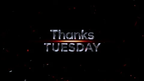 Metallic chrome text design saying thanks tuesday with glowing light effect.. Vídeo Stock 343576040