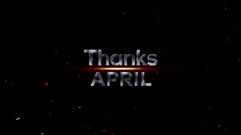 Metallic chrome text saying Thanks April with glowing light effects and par.. Видео 343576048