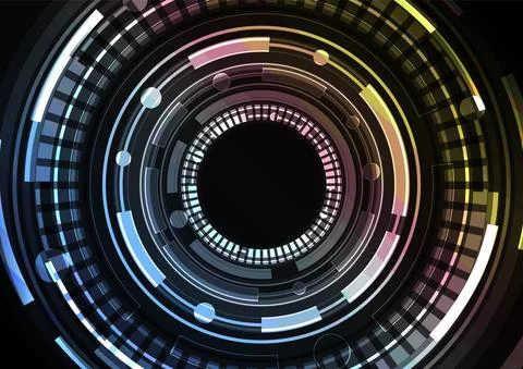 Metallic circle meter digital abstract background Illustrazione stock