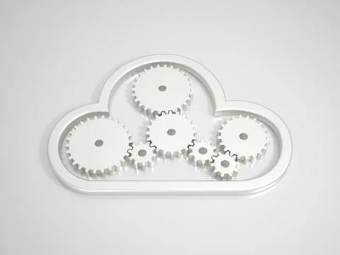 Metallic cloud computing icon on bright background Illustrazione stock