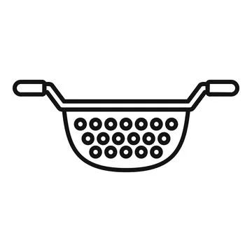 Metallic colander tool icon outline vector. Cooking kit Stock Illustration