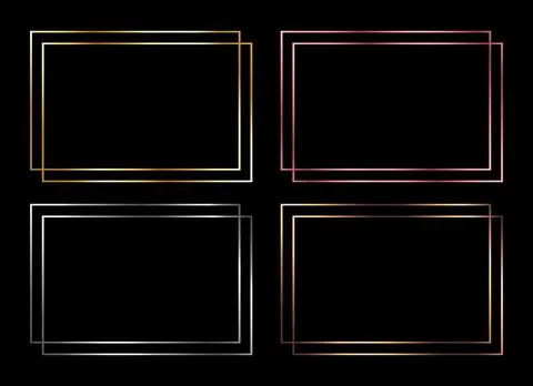 Metallic colored square frames set. Golden, silver, bronze and pink colored Stock Illustration
