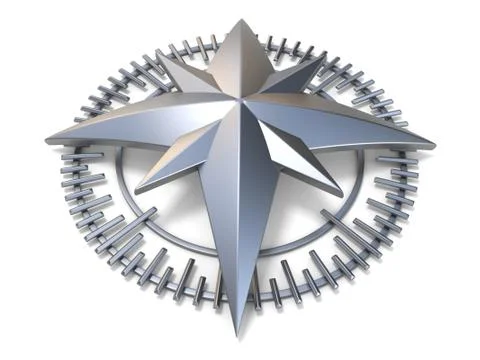 Metallic compass rose 3D Stock Illustration