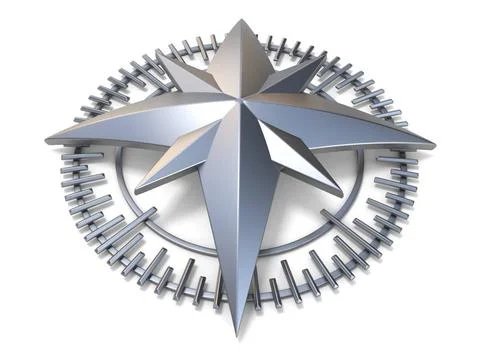 Metallic compass rose 3D Metallic compass rose 3D render illustration isol... Stock Photos