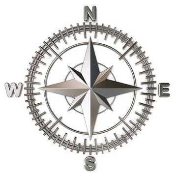 Metallic compass rose 3D Metallic compass rose 3D render illustration isol... Stock Photos