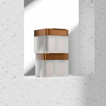 Metallic copper flip top cap cream container mockup, Square skincare Jar Illustrazione stock