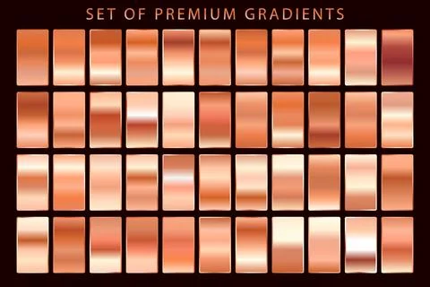 Metallic Copper or Orange Premium Gradients Collection Flat Vector Stock Illustration