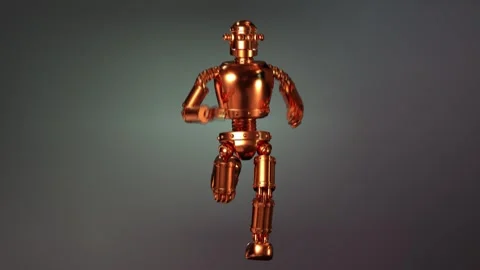 Metallic Copper Retro Robot Running Loop. Stock Footage 334795895