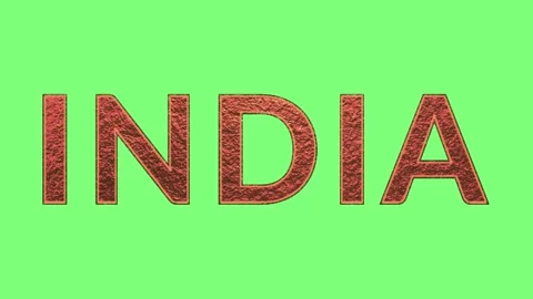 Metallic copper typography displaying india word sequence against a vibrant Stock Footage 346122115
