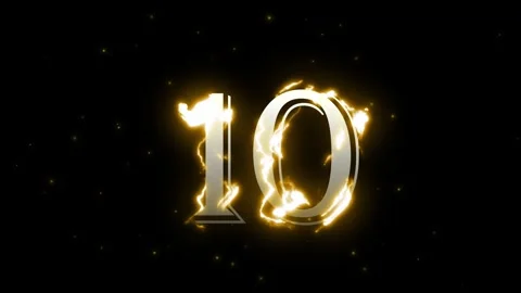 Metallic Countdown Timer from 10 to 1 with Electric Lightning Energy Effect Stock Footage 340845242