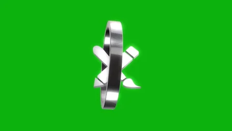 Metallic creative design icon spinning on green screen background 3d animat.. Stock Footage 346499390