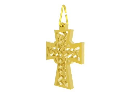 Metallic cross with a Celtic pattern as a pendant Stock Illustration