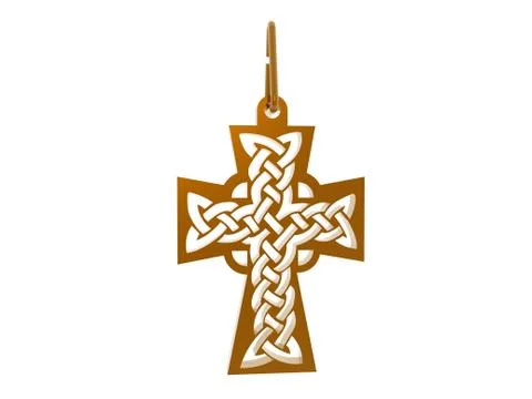 Metallic cross with a Celtic pattern as a pendant Stock Illustration