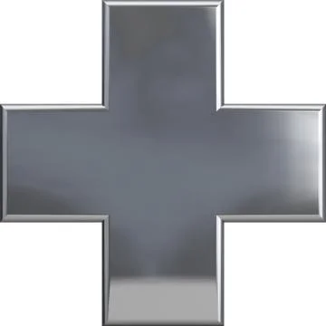 Metallic cross plus symbol Stock Illustration