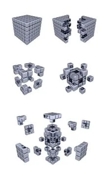 Metallic Cubes - High Resolution Set Stock Illustration