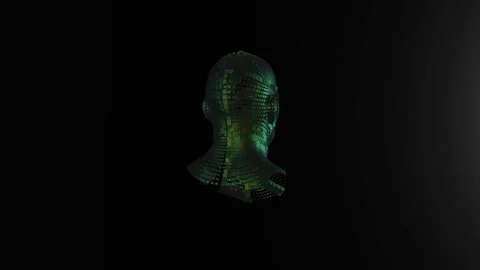 Metallic cubes human head, illustrating Artificial Intelligence, loop Stock Footage 330537065