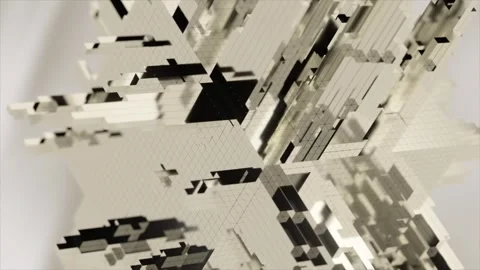 Metallic cubes slowly rotating, revealing intricate geometric patterns and Stock Footage 311985403