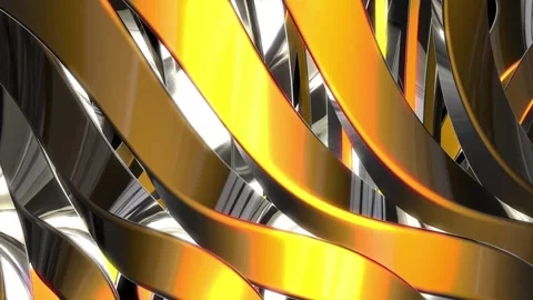 Metallic curve geometry with orange and silver background, 3d rendering. Stock Footage 280333553