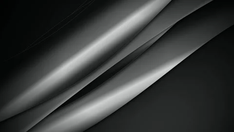 Metallic curved ribbons shift slowly in a dark monochrome animation Stock Footage 342216045