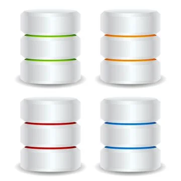 Metallic cylinders. Hard disk drive, HDD, server, hosting, database concept Illustrazione stock