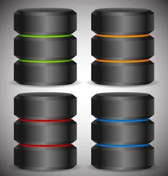 Metallic cylinders. Hard disk drive, HDD, server, hosting, database concept イラスト素材