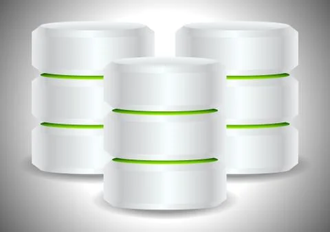 Metallic cylinders. Hard disk drive, HDD, server, hosting, database concept Stockillustratie