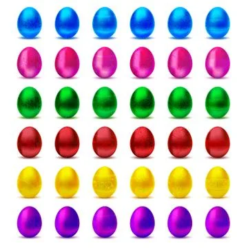 Metallic decorated Easter Eggs - 6 colors, 6 patterns Stock Illustration