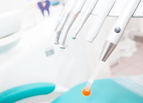 Metallic dentist tools Stock Photos