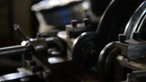 Metallic disc spinnig inside servise machine Stock Footage 143972115