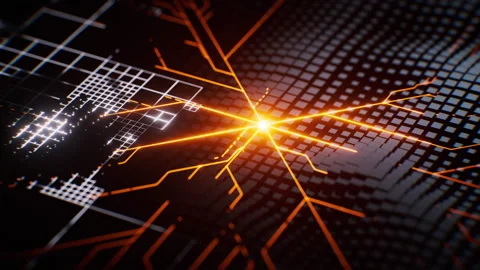 Metallic electronic cube circuit board, 3d rendering. Stock Footage 330480844