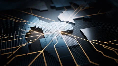 Metallic electronic cube circuit board, 3d rendering. Stock Footage 330482588