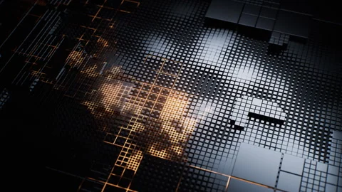Metallic electronic cube circuit board, 3d rendering. Stock Footage 330486540