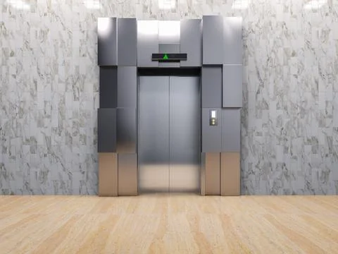Metallic elevator or passenger lift Stock Illustration