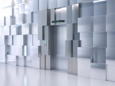 Metallic elevator or passenger lift Stock Illustration