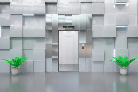 Metallic elevator or passenger lift 스톡 일러스트