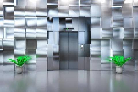 Metallic elevator or passenger lift Stock Illustration