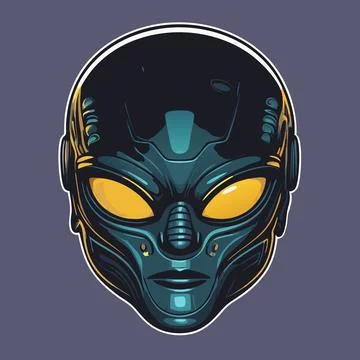 Metallic Faceplate of Alien Warrior Stock Illustration