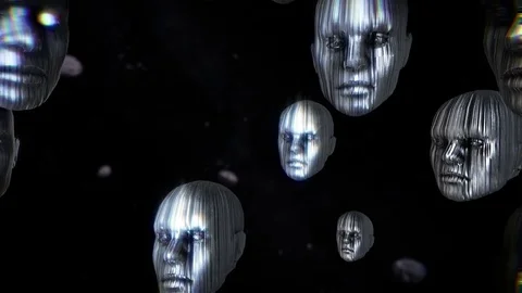 Metallic faces. Sci-fi seamless background Stock Footage 76758210