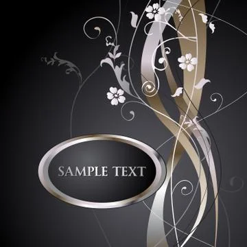 Metallic Floral Text Label Stock Illustration