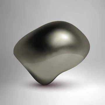 Metallic fluid shape. 3d liquid bubble. Stock Illustration