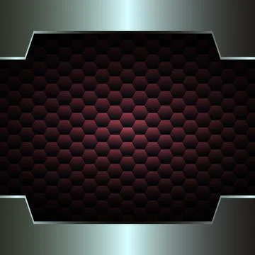 Metallic frame on hexagon background. Stock Illustration