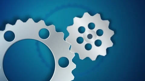 Metallic gear wheels meshing together seamless loop motion Stock Footage 345657754
