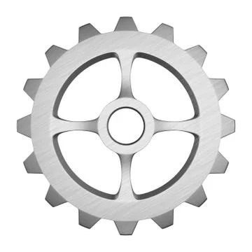 Metallic gear on white background. Isolated 3d illustration Stock Illustration
