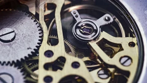 Metallic gears and cogs rotating inside ... | Stock Video | Pond5