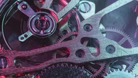 Metallic gears and cogs rotating inside ... | Stock Video | Pond5