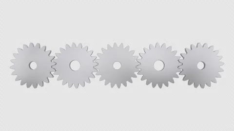 Metallic gears system. Cogwheels rotation. Isolated 3d rendered loop. Stock Footage 293087286