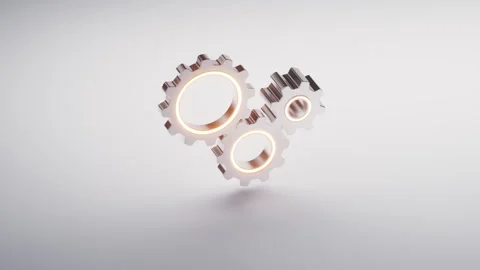 Metallic gears with white background, 3d rendering. Stock Footage 324683857