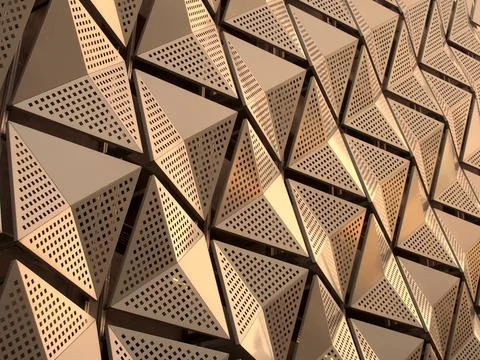  metallic geometric cladding or panels in copper and gold colors metallic ... 스톡 사진