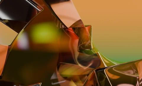 Metallic geometric shapes arranged in complex interlocking composition, ref.. Stock Illustration